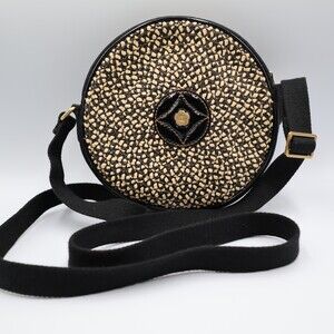Eric Javits Round Woven Crossbody Bag – Black & Natural